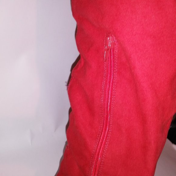 Just Fab Over the Knee Boots Womens Size 10 Solid Red Button Detail Platform Sid - Picture 8 of 16